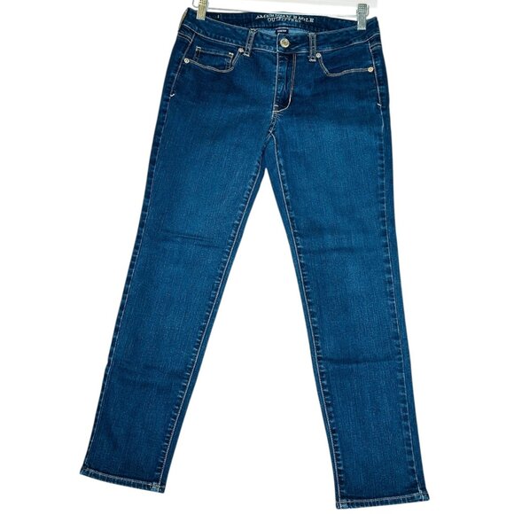 American Eagle Outfitters Womens Stretch Denim Jeans Size 6S Dark Wash - Picture 1 of 7